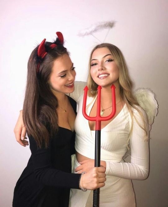 Try an angel and demon fancy dress