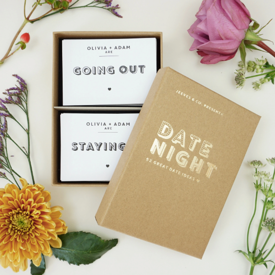 Personalise a box of date night cards just for her